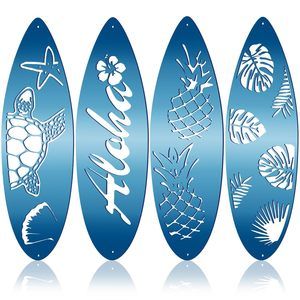 4 Pieces Metal Surf Board Wall Decor Summer Metal Surfboard Beach Signs🦄